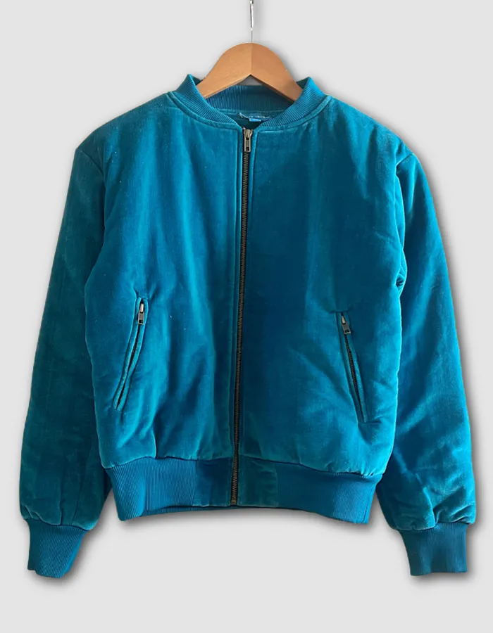 Pretty Vacant Velvet Bomber in Teal