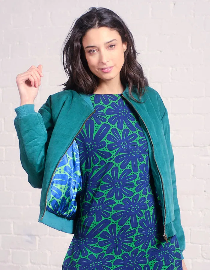 Pretty Vacant Velvet Bomber in Teal