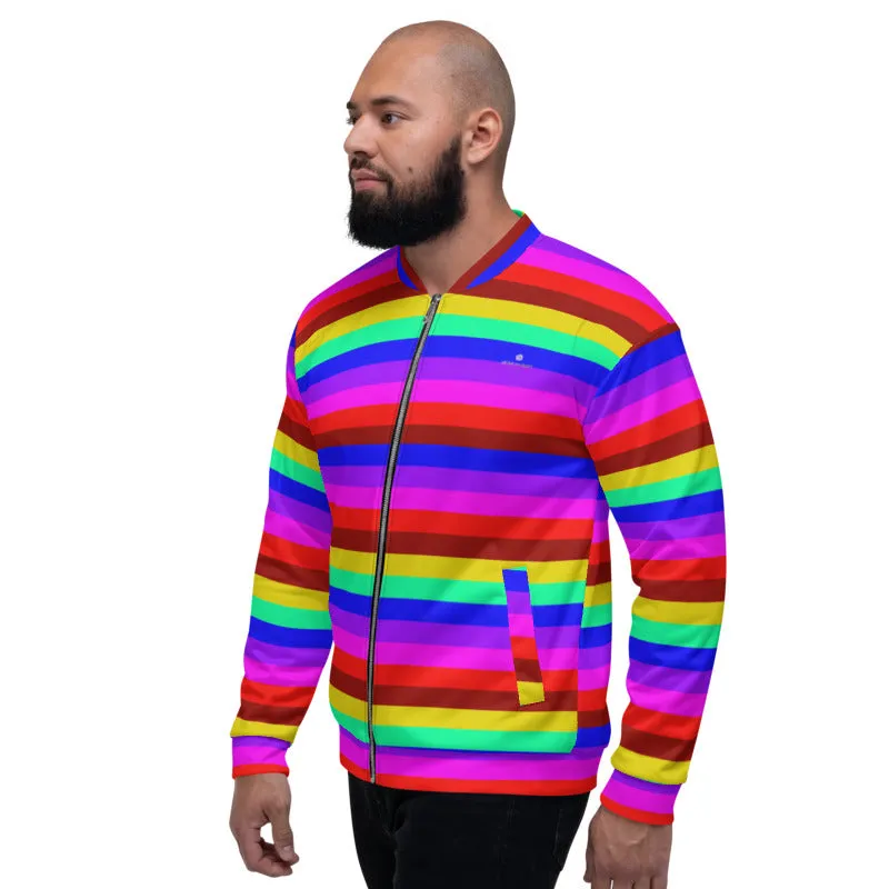 Rainbow Stripe Bomber Jacket, Gay Pride LGBTQ Friendly Best Jacket For Men or Women