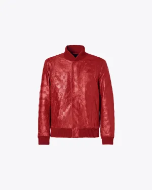 RED LEATHER PADDED BOMBER