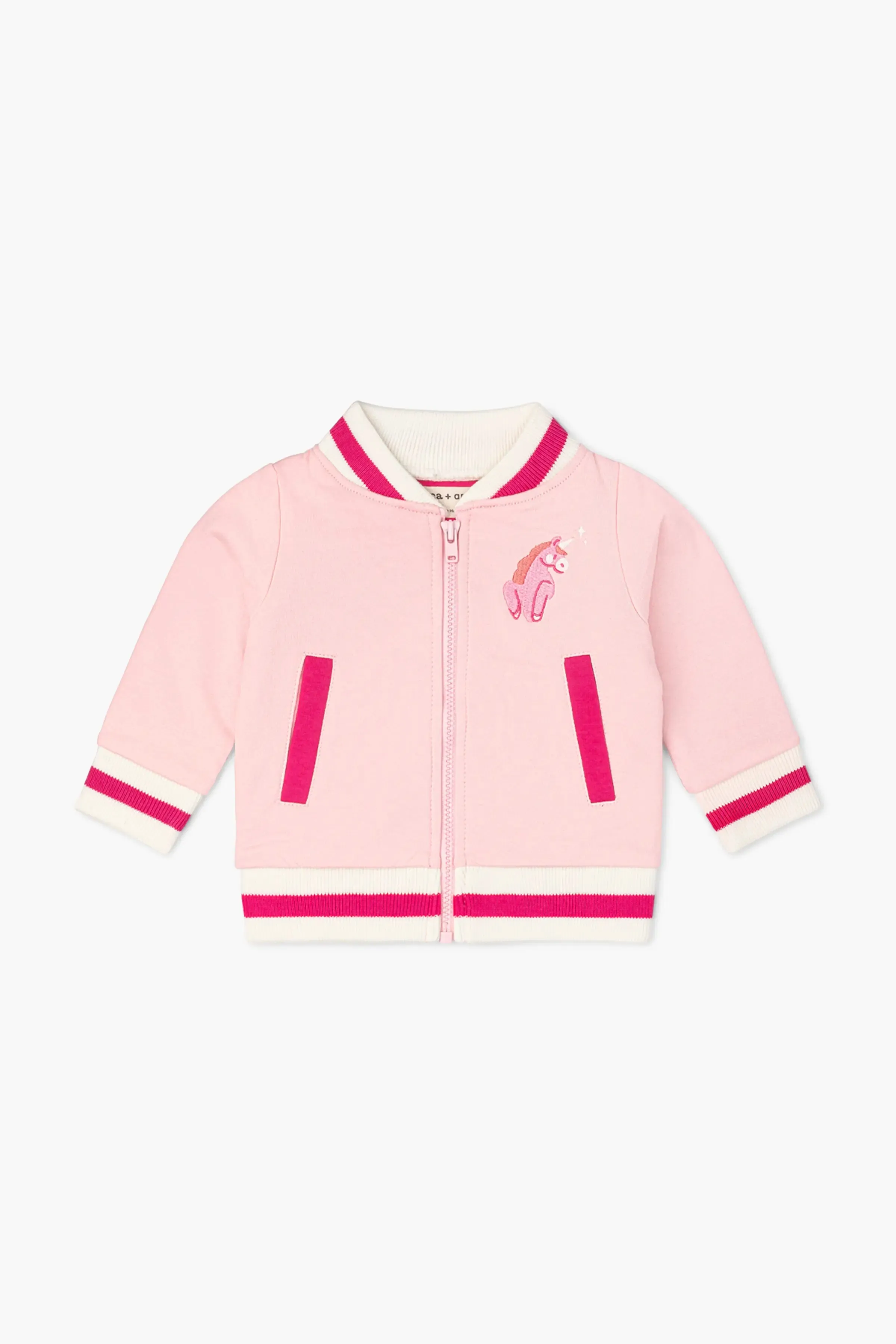 SALE - Zip Bomber Jacket_Pink Unicorns