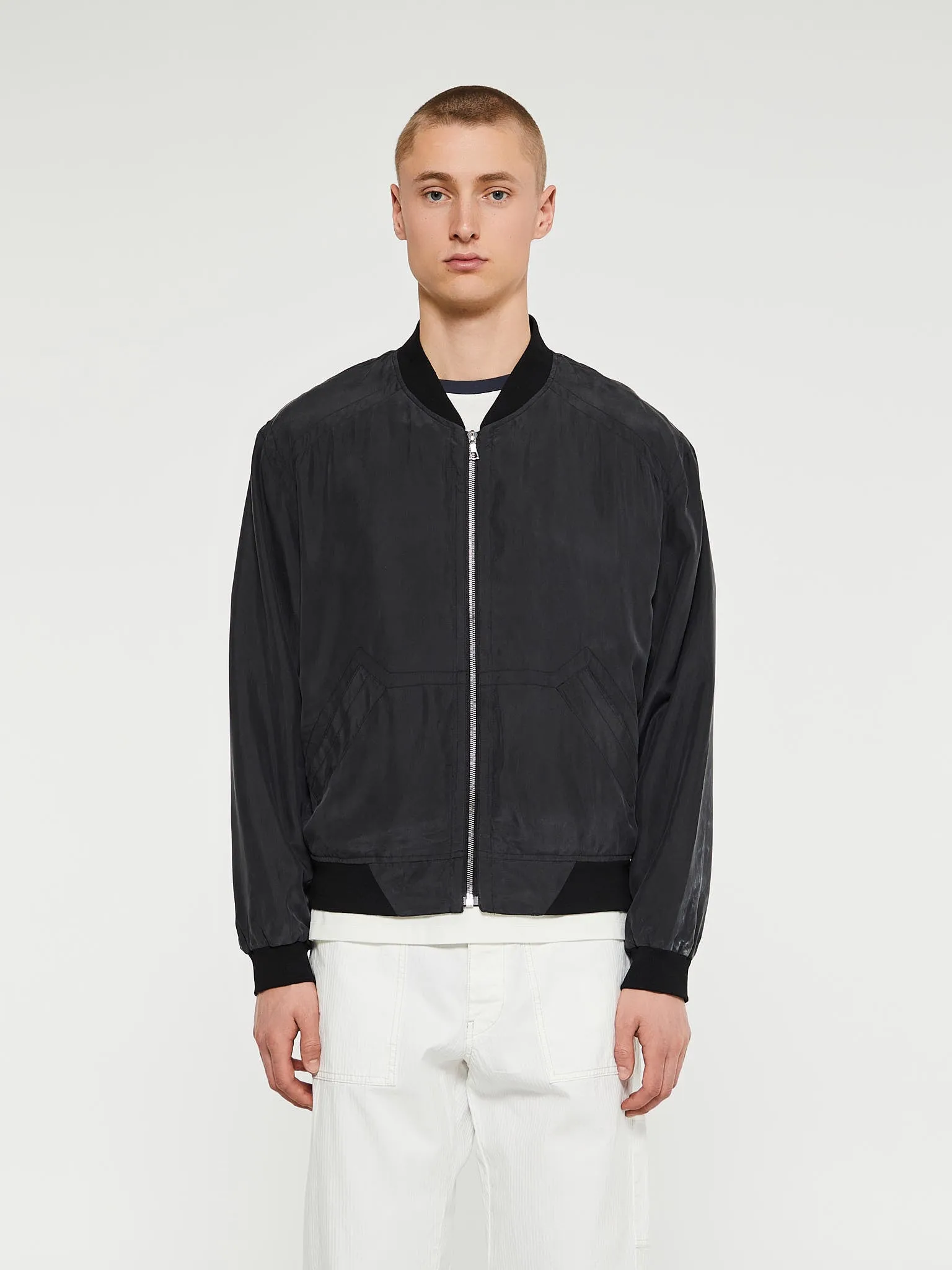 Silk Bomber Jacket in Black