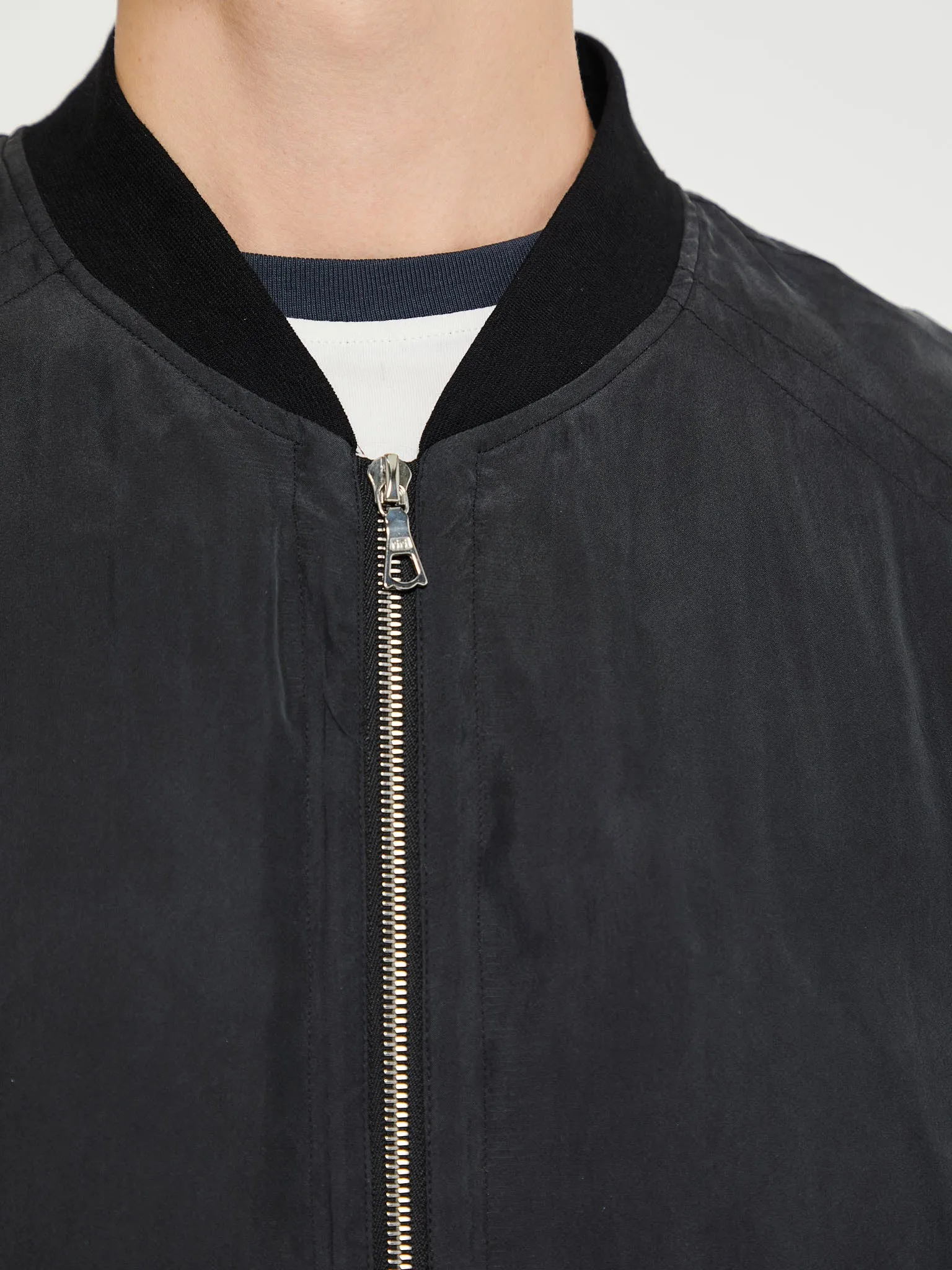 Silk Bomber Jacket in Black