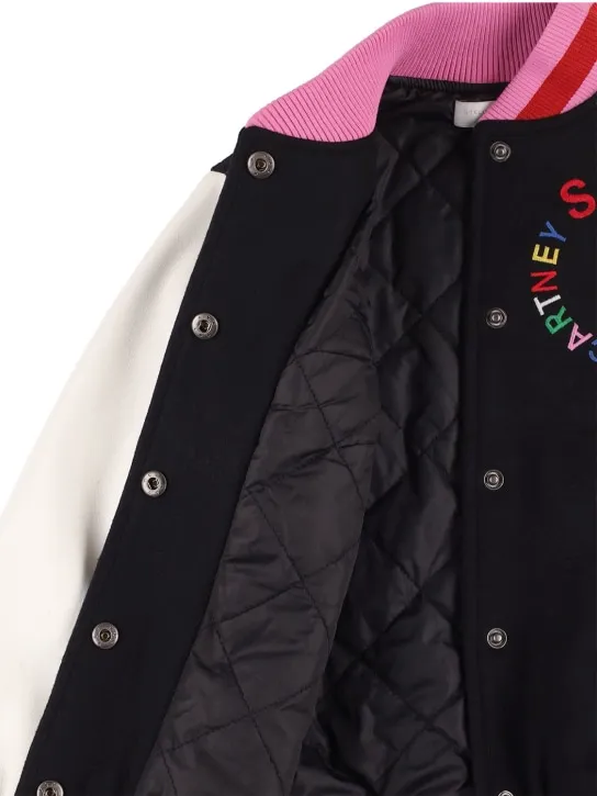 Stella McCartney Kids   Wool &amp; faux leather bomber jacket 