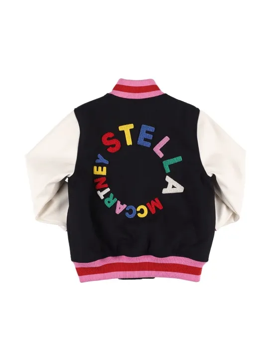 Stella McCartney Kids   Wool &amp; faux leather bomber jacket 