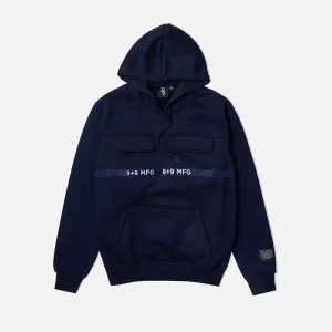 Strapped Up Slim Fleece Hoodie Navy