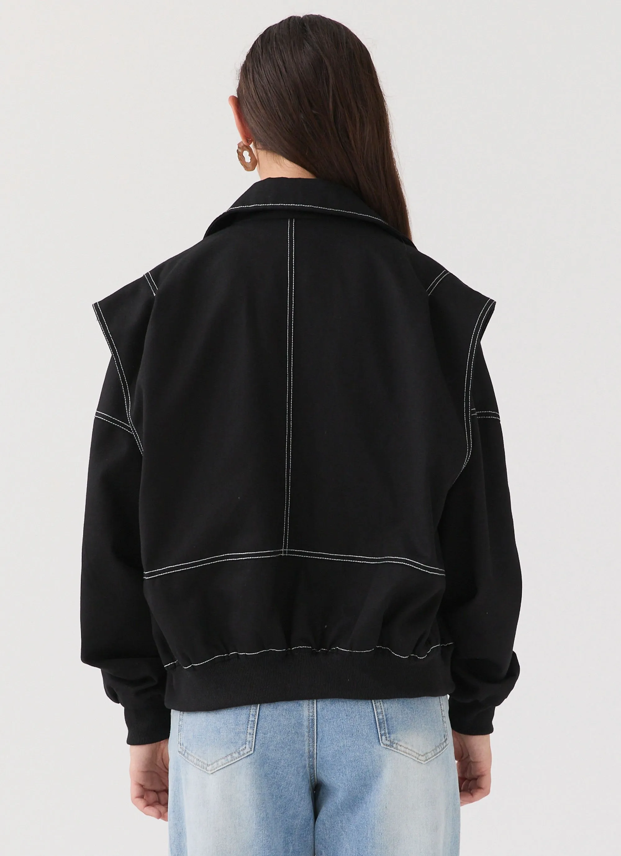 Take The Lead Oversized Bomber Jacket - Shadow