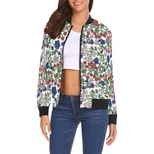 Takwakin Harvest White All Over Print Bomber Jacket for Women