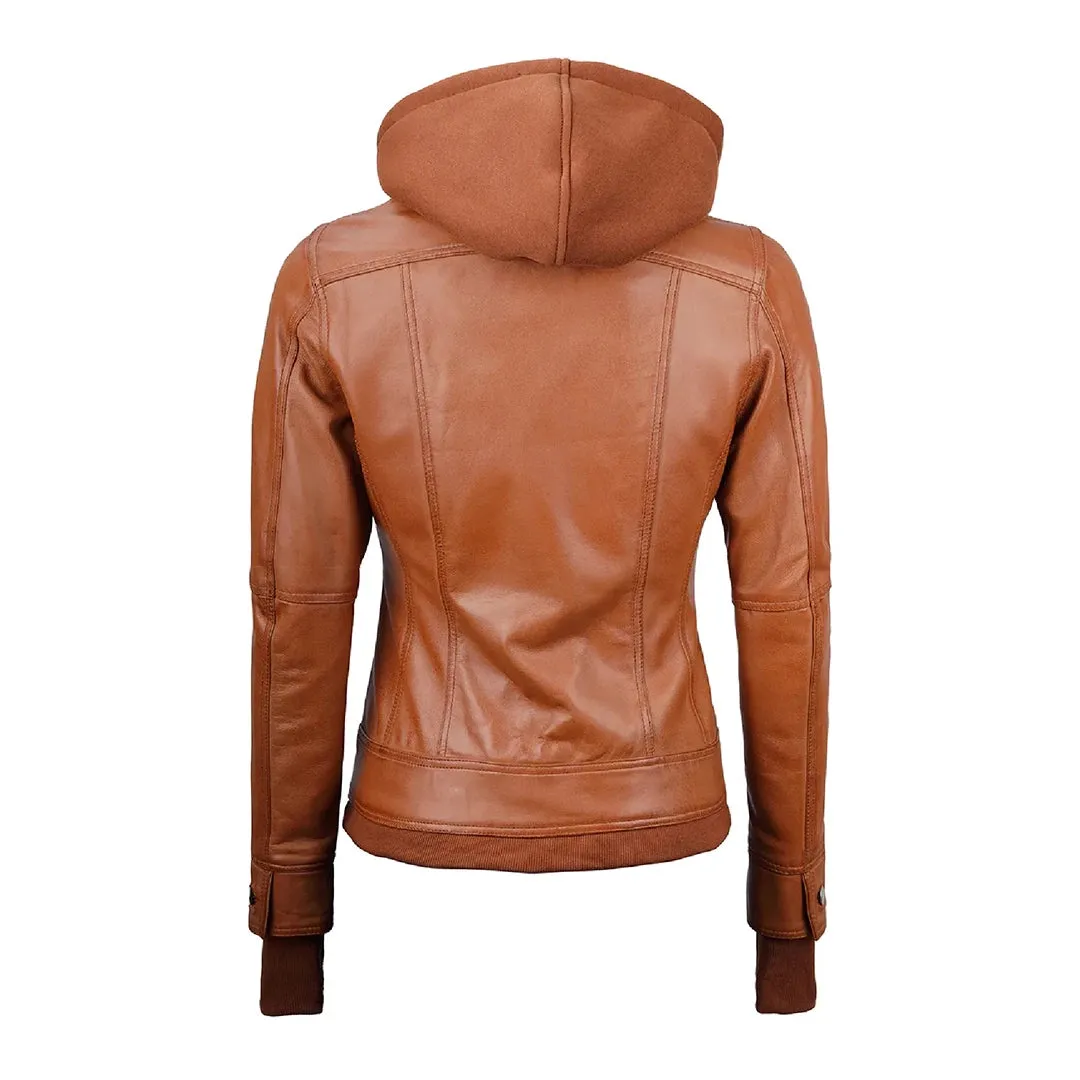 Tralee Womens Tan Wax Bomber Leather Jacket