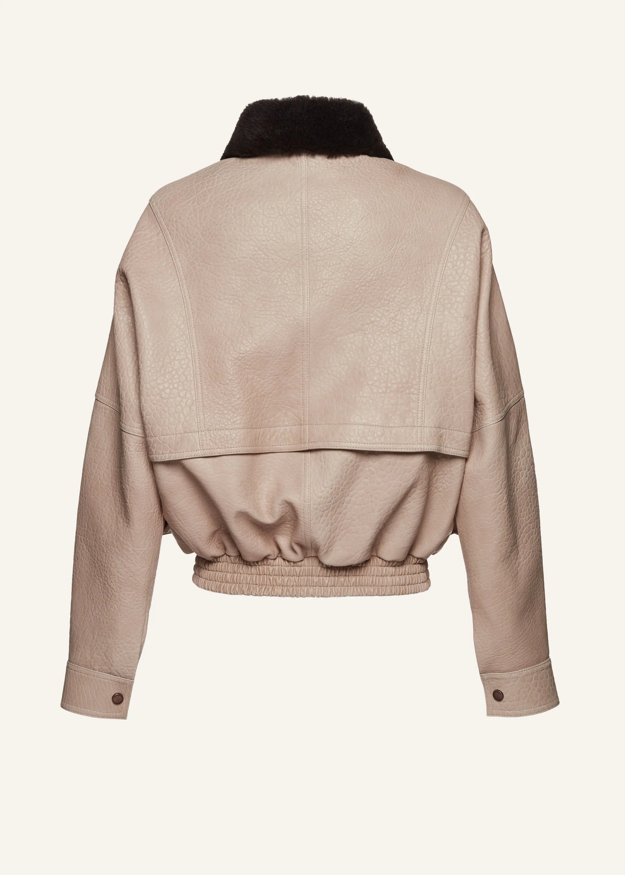 Vintage embossed leather bomber jacket in cream