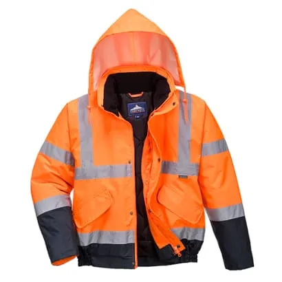 Waterproof Class 3 Hi-Vis 2-Tone Padded Bomber Jacket Portwest S266