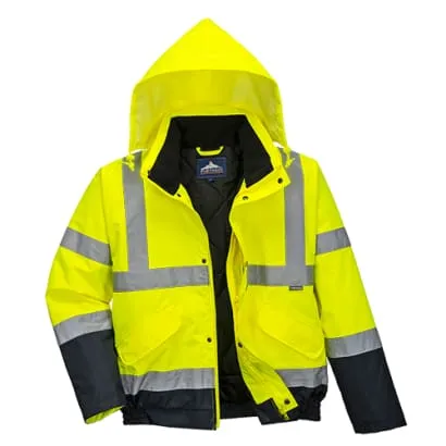 Waterproof Class 3 Hi-Vis 2-Tone Padded Bomber Jacket Portwest S266