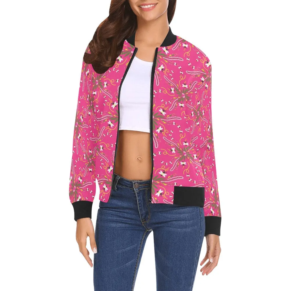 Willow Bee Bubblegum Bomber Jacket for Women