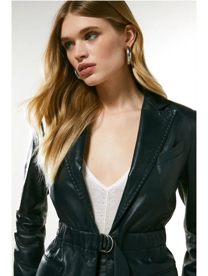 Women’s Black Classic Sheepskin Leather Blazer