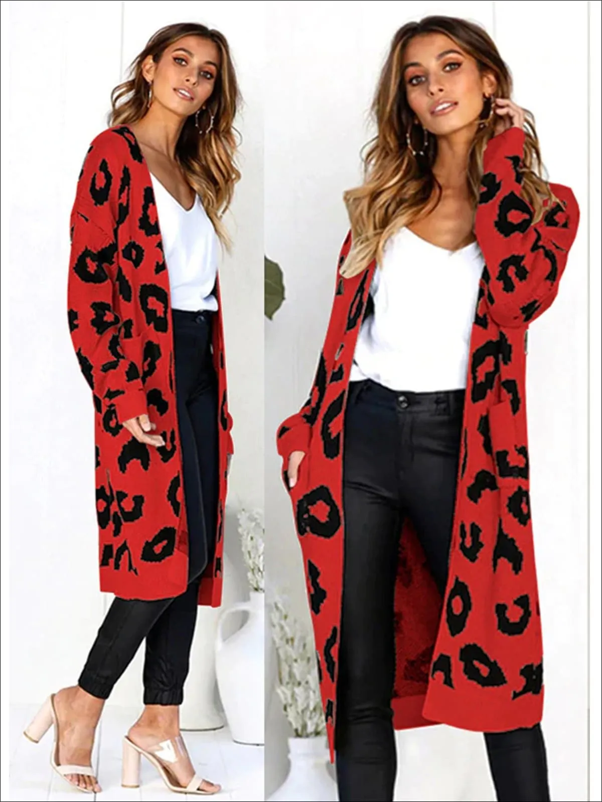 Women's Cotton Leopard Print Fall Cardigan