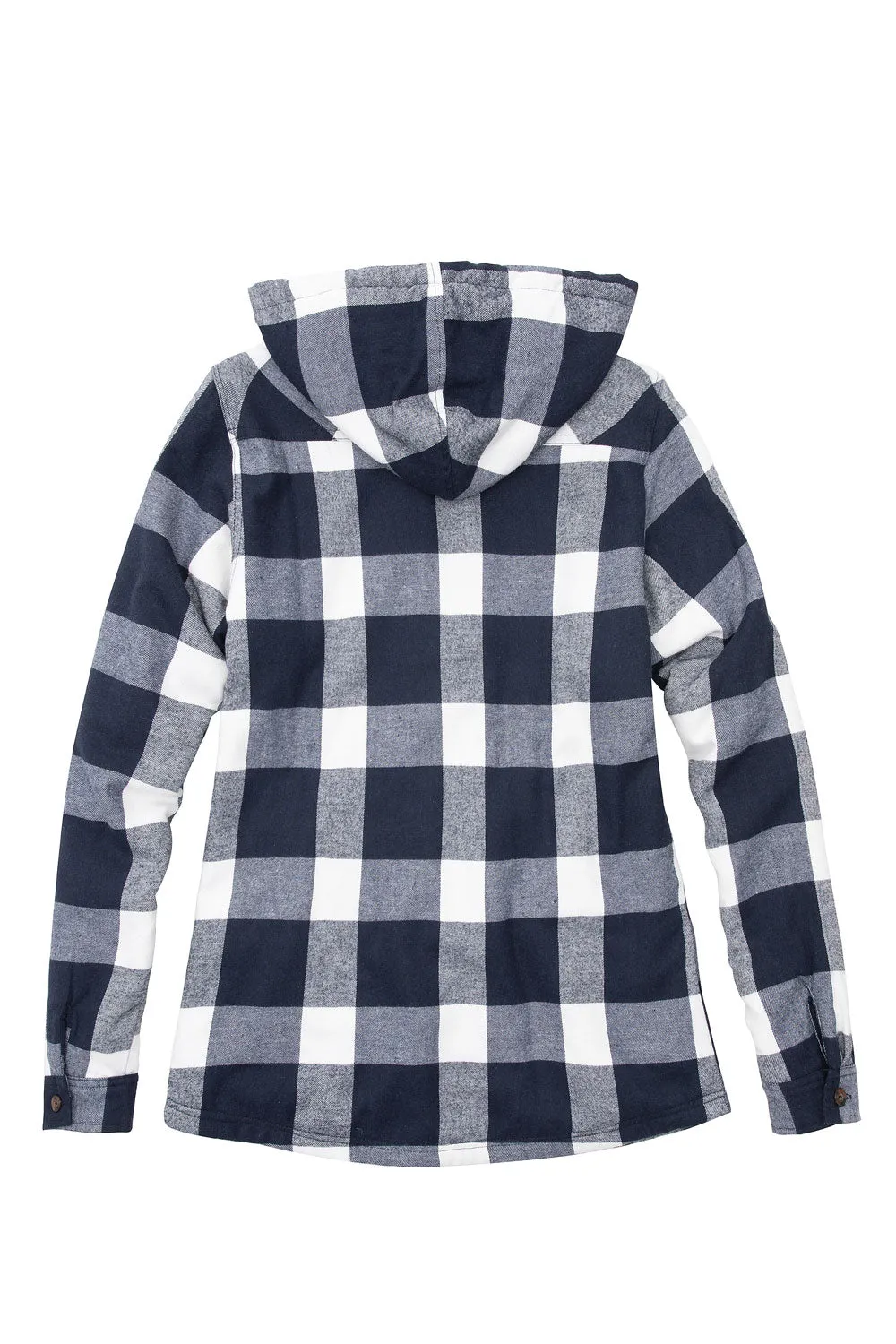 Women's Sherpa-Lined Flannel Jacket Full Zip Up Hooded Plaid Shirt