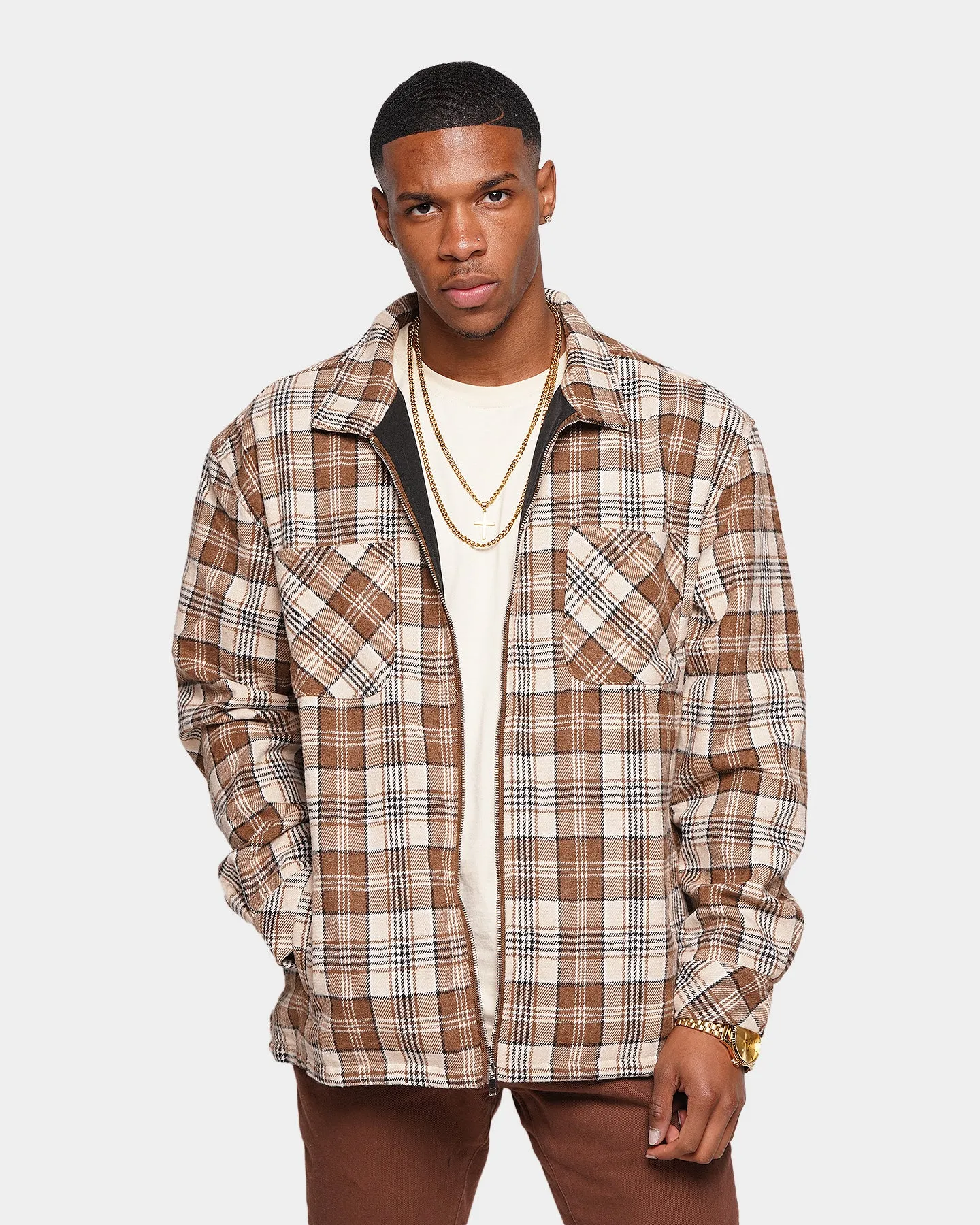 XXIII Soren Plaid Bomber Jacket Brown