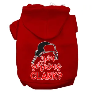 You Serious Clark? Screen Print Dog Hoodie Red Xl